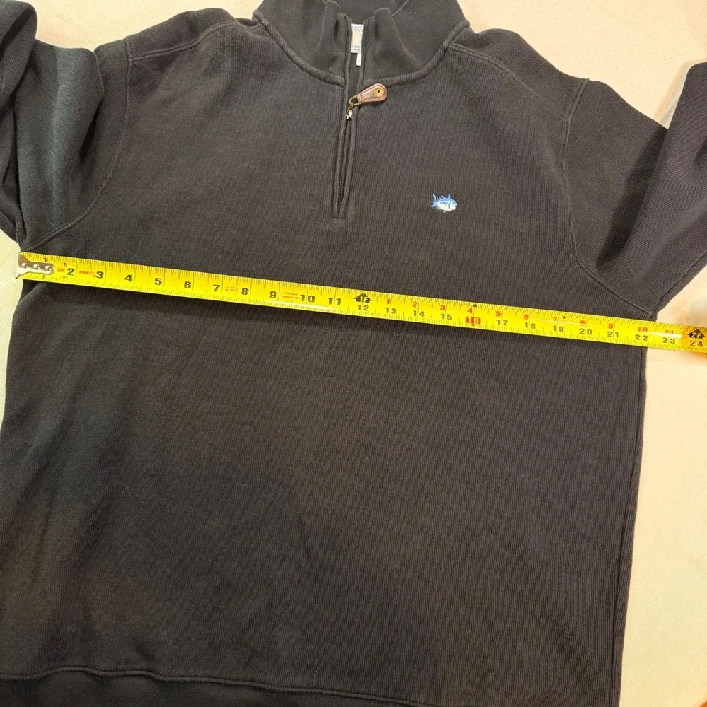 Southern Tide Quarter Zip Mens M Black Skipjack Ribbed Cotton Pullover Preppy